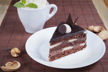 cake with chocolate on the table
