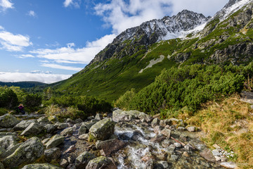 panoramic view of Tatra mountains in Slovakia covered with snow and hiding in mist