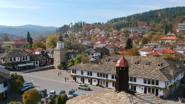 Tryavna aerial view of the clock tower