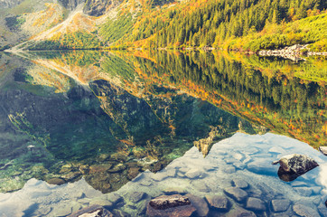 Tatra mountains, Morskie Oko lake, fall morning, Poland