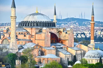 Fotobehang Monument Hagia Sophia museum (Ayasofya Muzesi) in Istanbul, Turkey