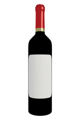 3D rendering of red wine bottle on white background
