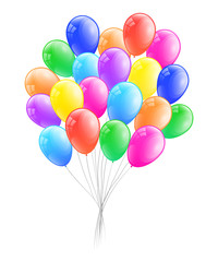 Bunch of colourful balloons isolated on white background. Vector.