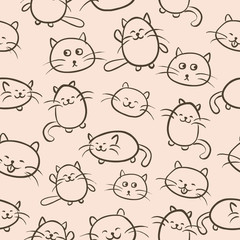Obraz premium kittens vector background seamless cat beige