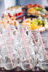 empty jars on a banquet table