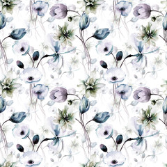Floral seamless wallpaper with flowers