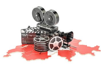 Fototapeta premium Swiss cinematography, film industry concept. 3D rendering