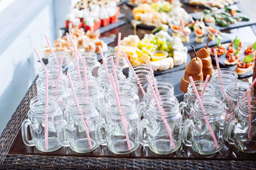 empty jars on a banquet table