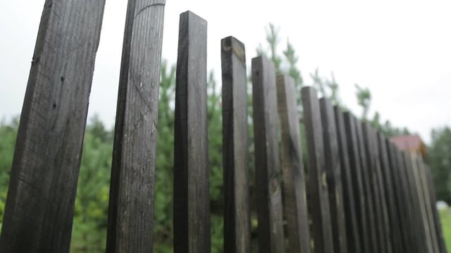 Wooden fence in the village