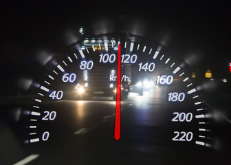 Excess of speed on the night highway