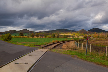 Single railway track in Rana, Czech Republic