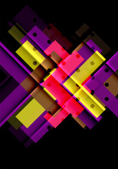 Colorful triangles and arrows on dark background