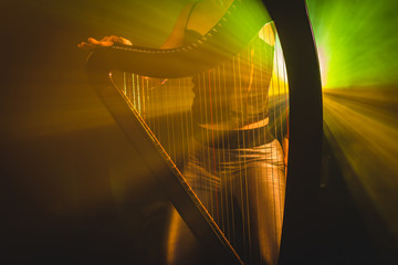Electro harp in the rays of light