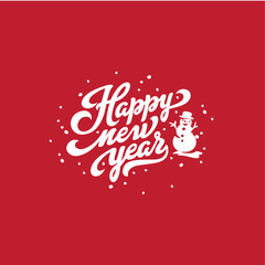 Happy New Year Text Lettering calligraphic vector Poster