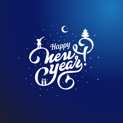 Naklejka premium Happy New Year Text Lettering calligraphic vector Poster