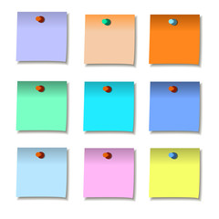 Note paper set. Vector notes, post memo papers isolated on white background eps