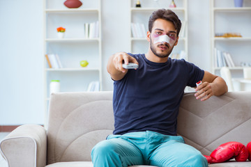 Young man defeated in sports game suffered loss with broken blee