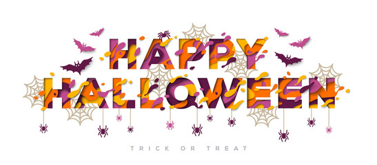 Halloween typography design with spider web