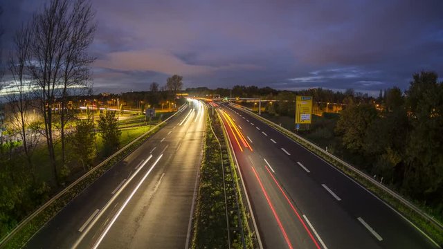 Autobahn A37 in Hannover at evening. Timelapse.