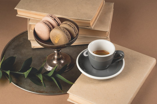 Coffee espresso and cake macaroon