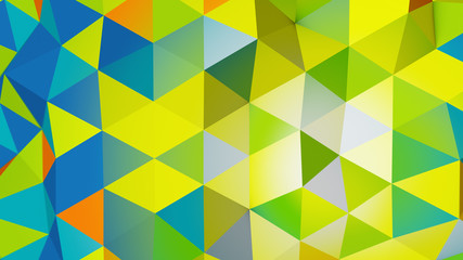 Vivid colors polygonal chaotic shape abstract 3D rendering