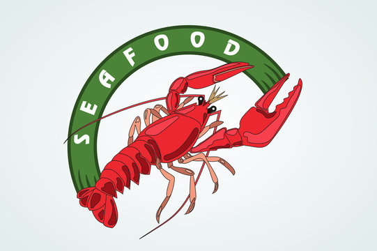crayfish. seafood. a logo is an emblem.