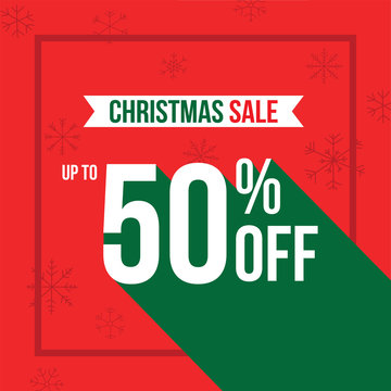 Christmas Up To 50% Off Sale Advertisement Square Template Vector Illustration