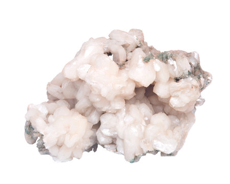 Stilbite natural cluster isolated on white background