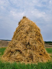 haystack hay straw haystack on the meadow