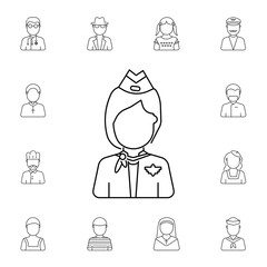 Stewardess avatar. Set of avatar icons