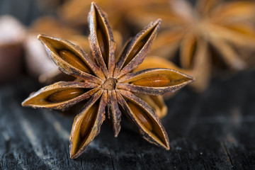 An&iacute;s estrellado especias hierbas y condimentos de china para los postres de nuestra cocina