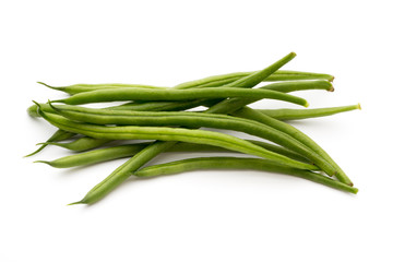 Green beans isolated on a white background.