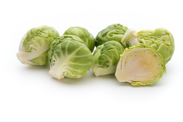 Brusseles sprouts isolated on the white background.