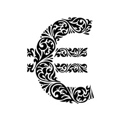 Decorative elegance ornate euro sign.