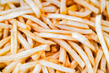 Closeup chips in fish and chips dish
