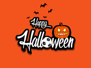 Banner happy halloween and soccer ball