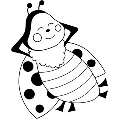 Vector Cute Cartoon Ladybug Sleeping