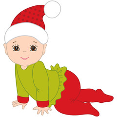 Vector Cute Baby Wearing Christmas Outfit