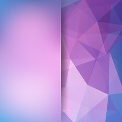 Abstract mosaic background. Blur background. Triangle geometric background. Design elements. Vector illustration. Pink, purple colors.