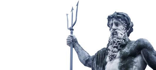 Het oude standbeeld van god van zeeën en oceanen Neptunus (Poseidon)
