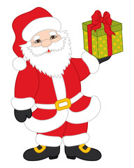 Vector Christmas Santa Claus with Gift Box