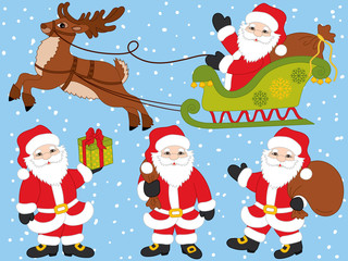 Vector Santa Claus and Christmas Elements Set
