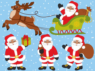 Vector Santa Claus and Christmas Elements Set