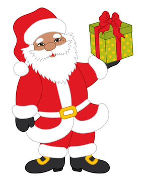 Vector Christmas Santa Claus with Gift Box