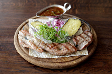 BBQ meat with vegetables