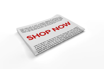 Shop Now on Newspaper background