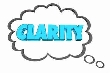 Clarity Consise to the Point Communication Thought Cloud Word 3d Illustration