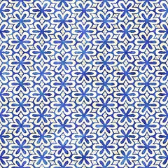 Native batik seamless watercolor artistic boho style colorful square pattern.