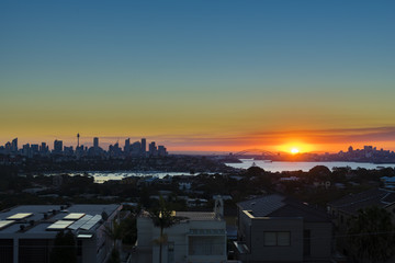 Sydney Harbour and CBD at sunset