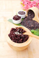 Cook black rice and raw organic riceberry rice